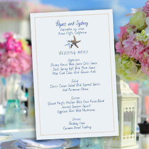 Menymall på menyn Beach Beach Wedding Flygblad