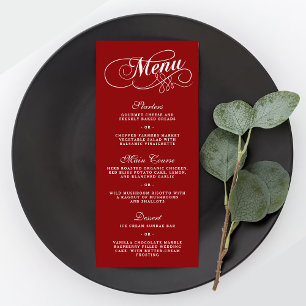 Menymallar för elegant Red and White Bröllop Reklamkort