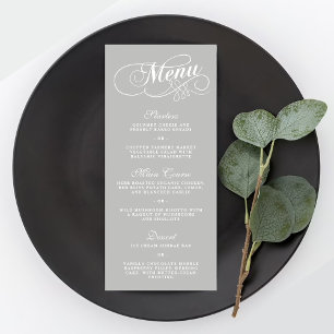 Menymallar för elegant Silver Bröllop Reklamkort