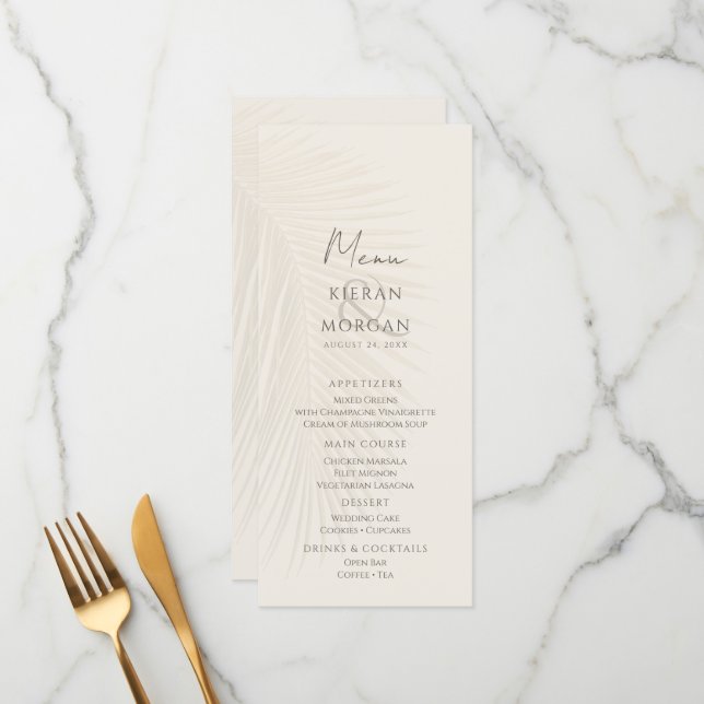 Menyn Beach Theme Handflatan Löv Meny (Fram/Back In Situ)