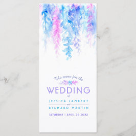 Menyn blå kaskaderande blomstermålning vattenfärgs meny