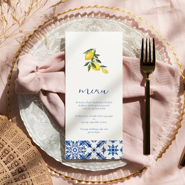 Menyn Blue Mediterranean citrus bröllop Meny (Skapare uppladdad)