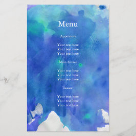 Menyn Blue Watercolor Bröllop
