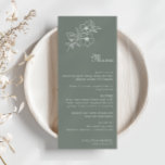 Menyn Boho Grönt Destination Blommigt Bröllop Meny<br><div class="desc">Det här menykortet för grönten blommigt bröllop är perfekt för ett bröllop som är roligt. Utformningen har vattenfärgsäpplen och blommar i grönten.</div>