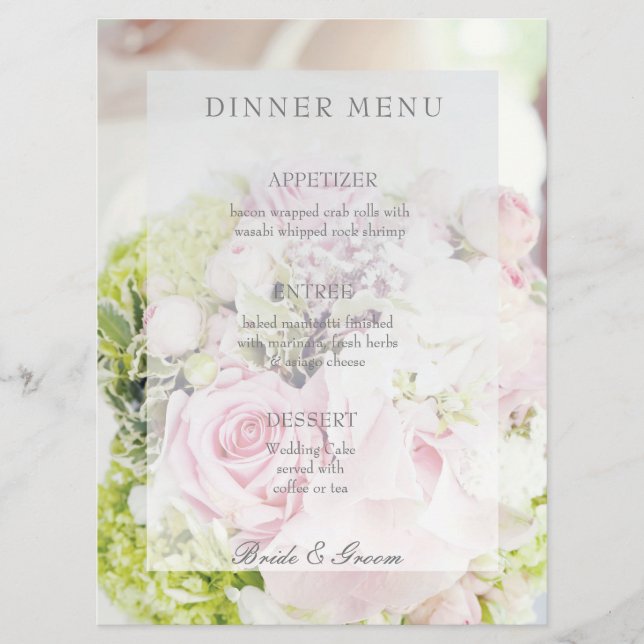 Menyn Bride Flower Bouquet editable bröllop Meny (Framsida)