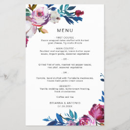 Menyn Bright Vibrant Blommigt Modern Budget Bröllo Flygblad