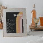Menyn Bröllop Drinks i Modern Retro 70's Rainbow M Poster<br><div class="desc">Den här moderna mörk 70-menyn för regnbåge i bröllop poster perfekt för din enkla vintage orange, ro guld och rosa bröllop. Designad med inslag av ett klassiskt, färglöst bho arch och groovy minimalistiskt rand. Utformningen har en unik tropisk strand i abstrakt, underbar för vår, sommar eller fall bröllop. Produkten är...</div>