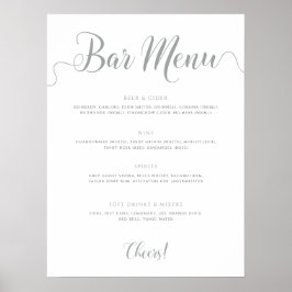 Menyn Bröllop Drinks Menu silver Poster