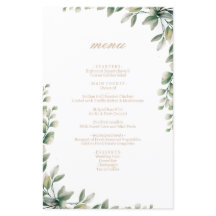 Menyn bröllop i Modern elegant eucalyptus löv