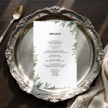 Menyn bröllop i Modern elegant eucalyptus löv