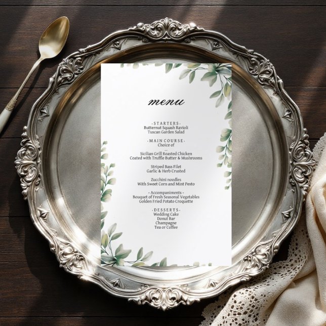 Menyn bröllop i Modern elegant eucalyptus löv (Skapare uppladdad)