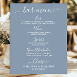 Menyn Bröllop Pub Personlig Dusty Blue Drink Menu Poster<br><div class="desc">Pub Menu! Den här bröllop-dryckens kalligrafi, som är enkel än elegant, är märkt med texten "Beer", "Vin", "Spirits" och "Icke-alkoholhaltig" i pub, personlig med dina favoritdrycker. Anpassa det här elegant bröllop-tecknet med namn och bröllop pub-dryckesmenyn! COPYRIGHT © 2020 Judy Burrows, Black Hund Art - Med alla Höger reserverade. Bröllop Pub...</div>