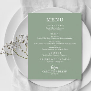 Menyn Budget Simple Elegant Sage Grönt Bröllop