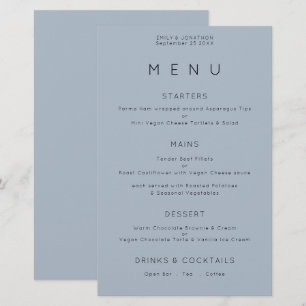 Menyn Budget Simple Typography Dusty Blue Bröllop