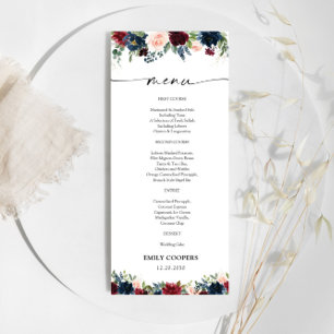 Menyn Burgundy and Navy Baby Shower Meny