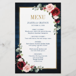 Menyn Burgundy Navy Blommigt Geometric Bröllop