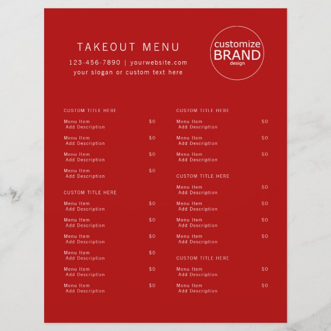 Menyn Catering Red Logotyp för Restaurang - bortta (Framsida)