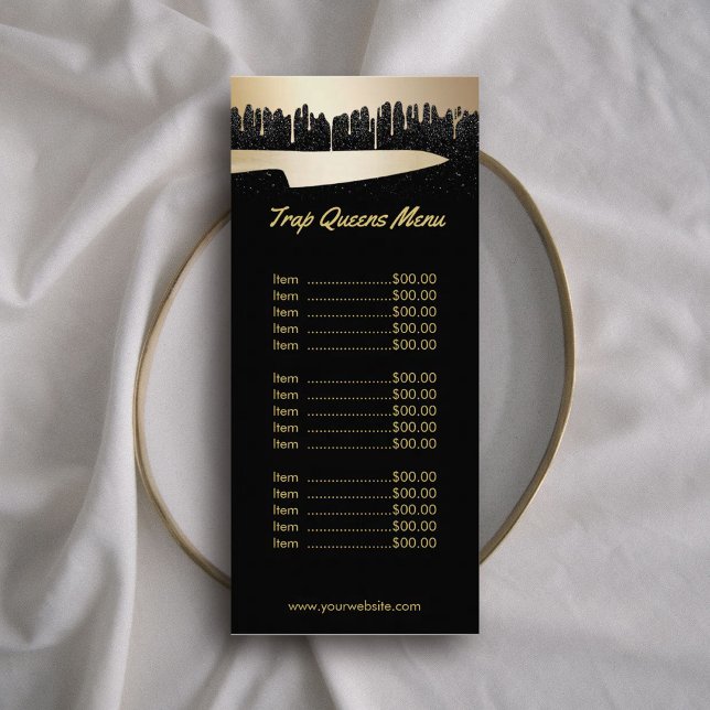 Menyn Chef Catering Restaurant Modern Black & Guld Reklamkort (Skapare uppladdad)