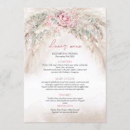 Menyn chic damstig rosa ros sage greenery pampas meny