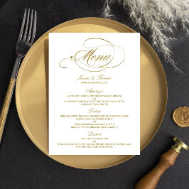 Menyn chic Faux Gold Foil Bröllop Meny