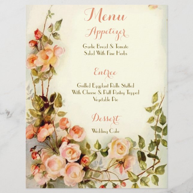 Menyn Cute romantic blommigt bröllop (Framsida)