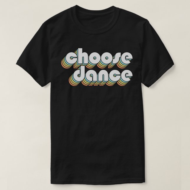 Menyn Dance Retro Regnbock Typography Faded Stil T Shirt (Design framsida)