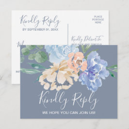Menyn Dusty Blue Blommigts Choice OSA Postcard Inbjudan Vykort
