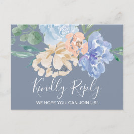 Menyn Dusty Blue Blommigts Choice OSA Postcard Inbjudan Vykort