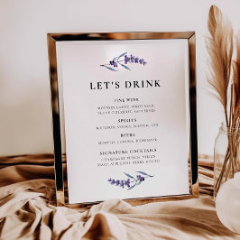 Menyn elegant Blommigt Lavender Pub Poster