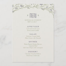 Menyn elegant blommigt rustik bröllop meny