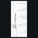 Menyn Elegant bröllop i Lodrät Menu Meny<br><div class="desc">Unik minimalistisk bröllop-meny designad med kalligrafiskript för elegant-lodrät som tillför en viss grad av sofistikering och klass,  skapar det ett val av perfekt för vilket bröllop-tema som helst.</div>