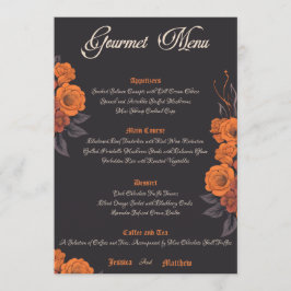 Menyn elegant Gourmet orange-blommor Meny