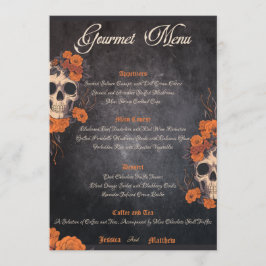 Menyn elegant Gourmet orange-blommor Meny