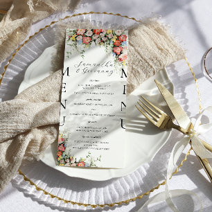 Menyn elegant Modern Blommigt Bröllop Meny