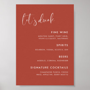 Menyn elegant & Modern Terracotta bröllop Pub Poster
