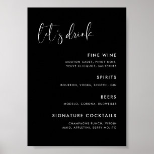 Menyn elegant och Modern Black bröllop Pub Poster