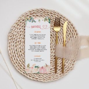 Menyn Fall Pumpkin Blommigt Baby Shower Meny