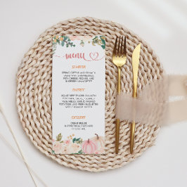 Menyn Fall Pumpkin Blommigt Baby Shower Meny