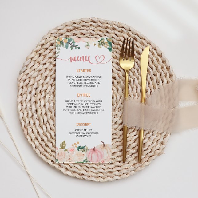 Menyn Fall Pumpkin Blommigt Baby Shower Meny (Skapare uppladdad)