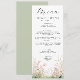 Menyn Fintvätt Blommigt Bröllop Meny