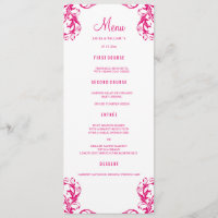 Menyn för bröllopmiddagen Cards | Fuchsia damast