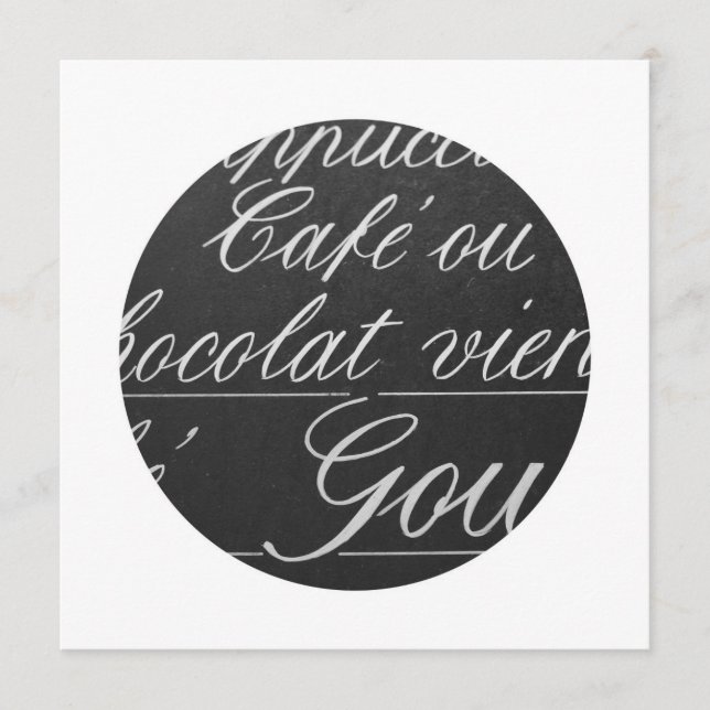 Menyn för den svart tavlan för den Paris cafen Meny (Framsida)