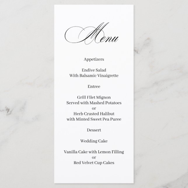 Menyn Formell Elegant Calligraphy Meny (Framsida)