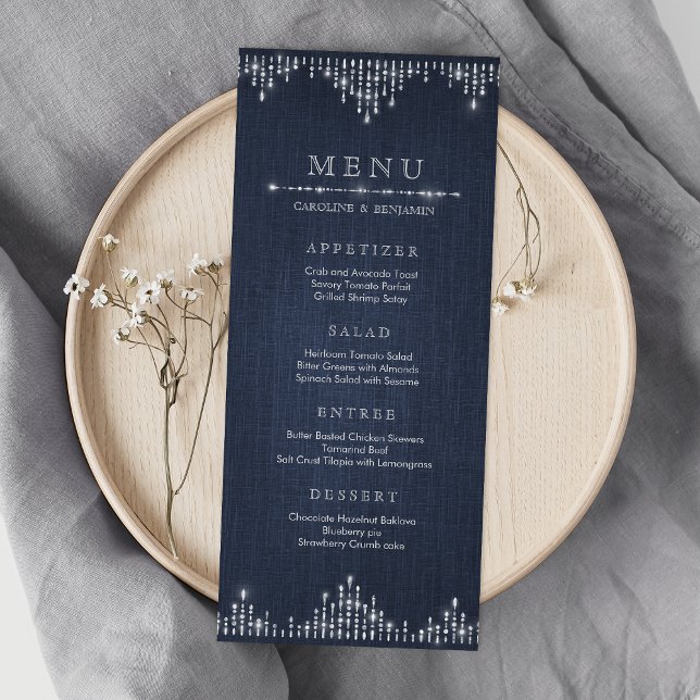 Menyn Glam silver glitter deco vintage bröllop Meny (Glam silver glitter deco vintage wedding menu)