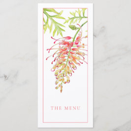 Menyn Grevillea vattencolor blommigt bröllop Meny