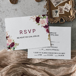 Menyn grönt  Burgundy Blommigt-menyval OSA Kort