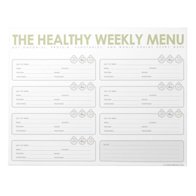 Menyn Healthy Weekly Anteckningsblock (Framsida)