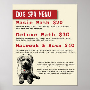 Menyn hund Grooming Spa - anpassningsbar Poster
