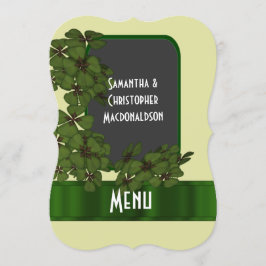 Menyn Irish grönt, kräm och schamprock bröllop Meny