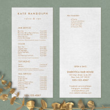 Menyn Light Grått Linen Salon Spa Pris List Servic